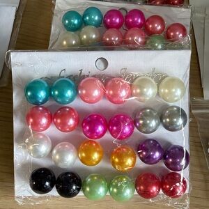 Colorful Pearl Stud Earring Set